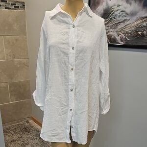 Blanco By Nature White Linen Button-Up Shirt! NWT!